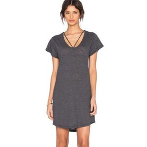 Revolve LNA T-shirt Dress Strappy Tee Cut out Short Sleeve Granite Gray Small
